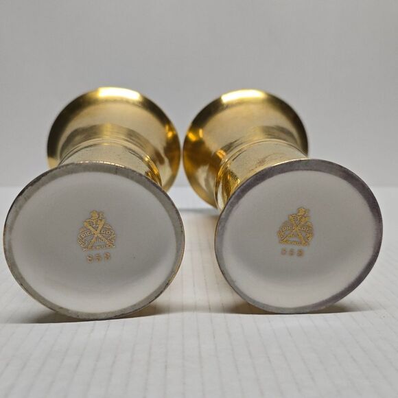 Vintage Pickard 24K Gold Encrusted Vase with Roses and Daises Green Interior 853 - Picture 5 of 9